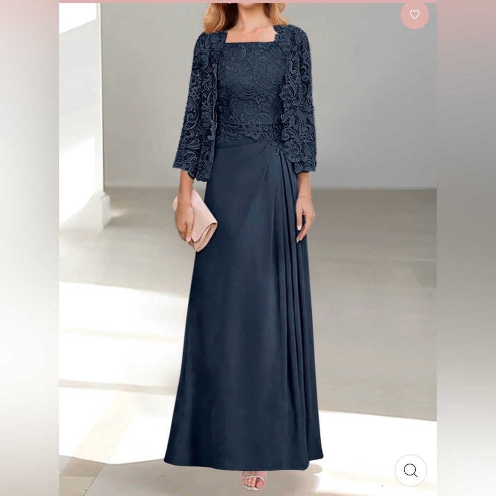 Mondressy Navy Blue Bateau 3/4 Sleeve Gown for Cocktail